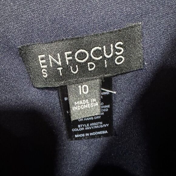 Enfocus Womens Dress Mini Navy/Black Yellow Color Block Sleeveless - Picture 5 of 6